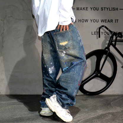 URBAN GRAFFITI WIDE-LEG PANTS I-0151