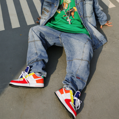 EMBROIDERED DENIM PANTS I-0131