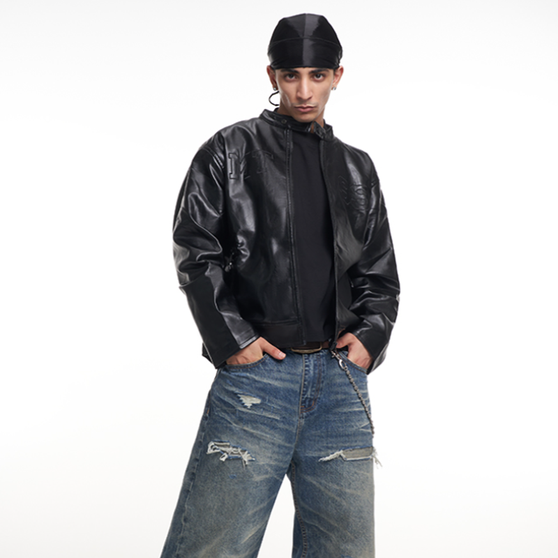 RETRO BIKER LEATHER JACKET I-0138