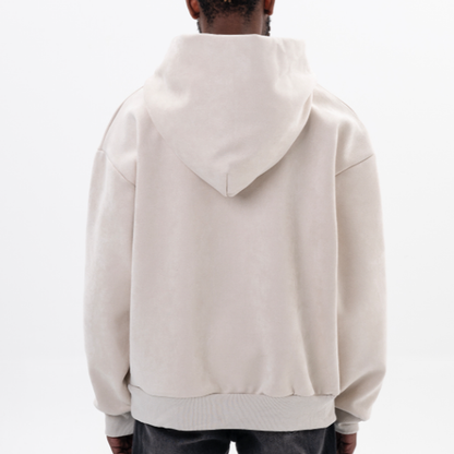 RETRO SUEDE HOODED SWEATSHIRT I-0044