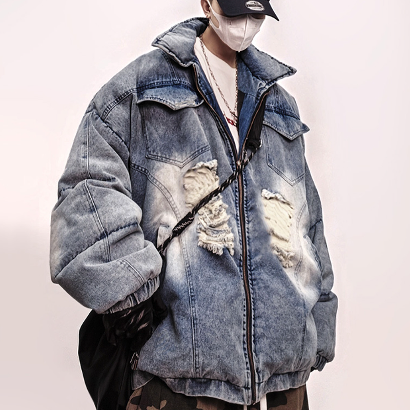 HIP-HOP DENIM DOWN JACKET I-0197