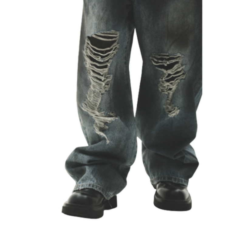 DISTRESSED LOOSE JEANS I-0014