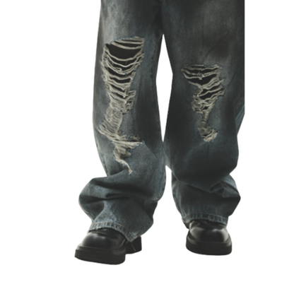 DISTRESSED LOOSE JEANS I-0014