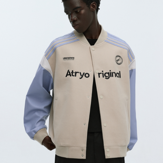 RETRO SPLICED BASEBALL JACKET I-0087