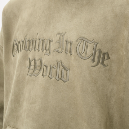 AMERICAN LOGO EMBROIDERED SUEDE HOODIE I-0043