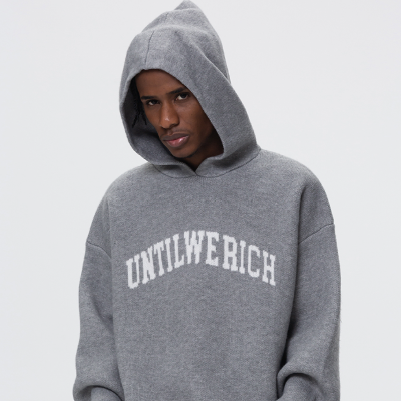 LOOSE HOODED KNIT SWEATSHIRT I-0015