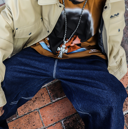 HEAVYWEIGHT EMBOSSED DENIM PANTS I-0132