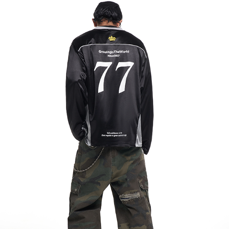 V-NECK CROWN BADGE HOCKEY SHIRT I-0018