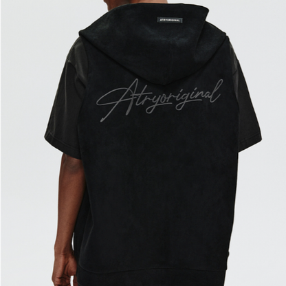 FLORAL EMBROIDERED SUEDE VEST I-0092