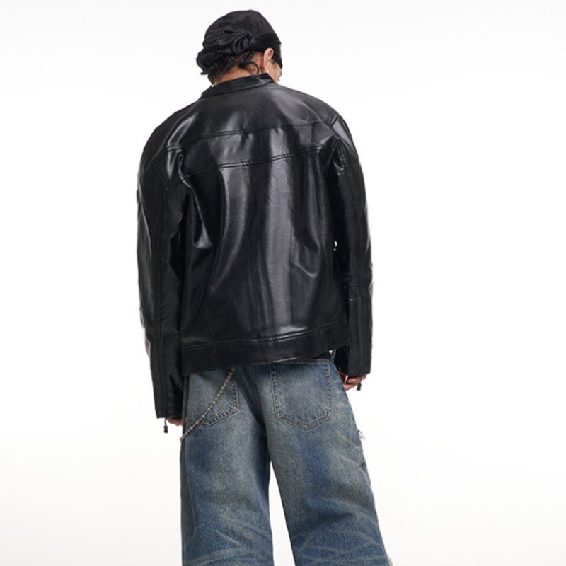 RETRO BIKER LEATHER JACKET I-0138