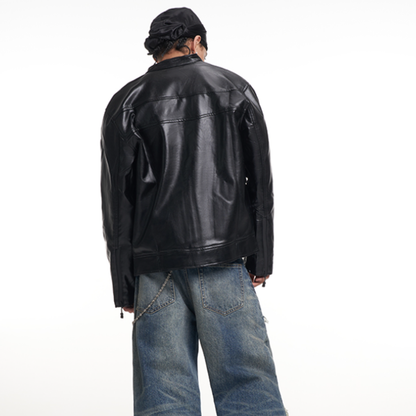 RETRO BIKER LEATHER JACKET I-0138