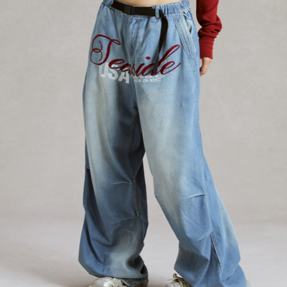 EMBROIDERED WIDE LEG DANCE PANTS I-0143