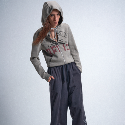 DISTRESSED FLORAL HOODIE SWEATSHIRT I-0063