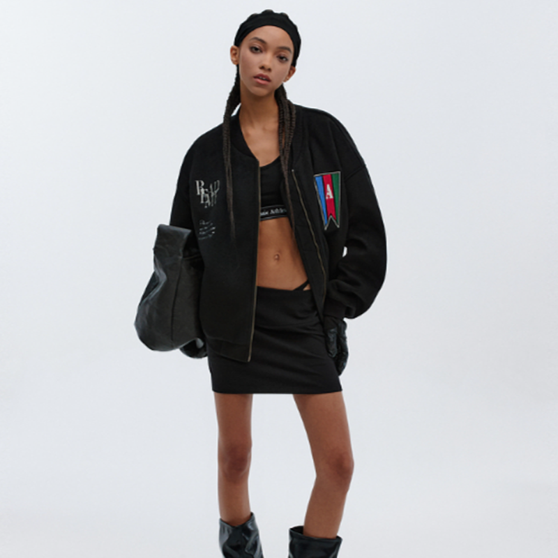 RETRO EMBROIDERED BASEBALL JACKET I-0075