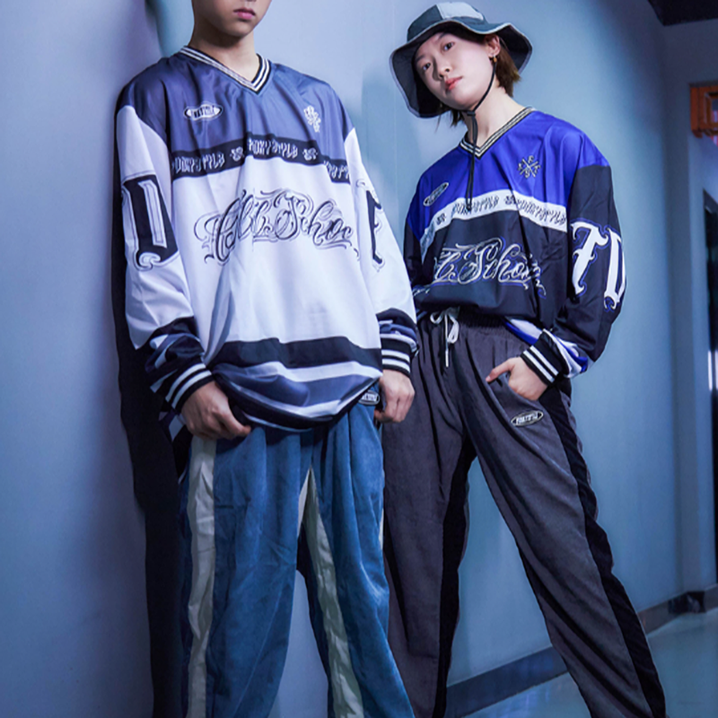 FUNKY HIP-HOP RUGBY LONG SLEEVE TEE I-0110