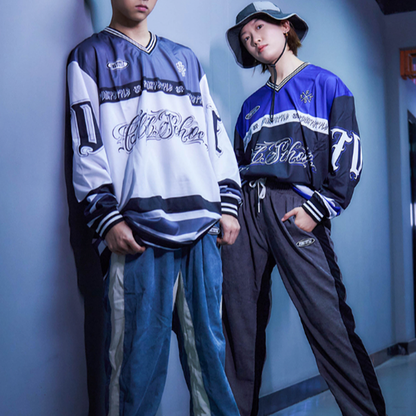 FUNKY HIP-HOP RUGBY LONG SLEEVE TEE I-0110