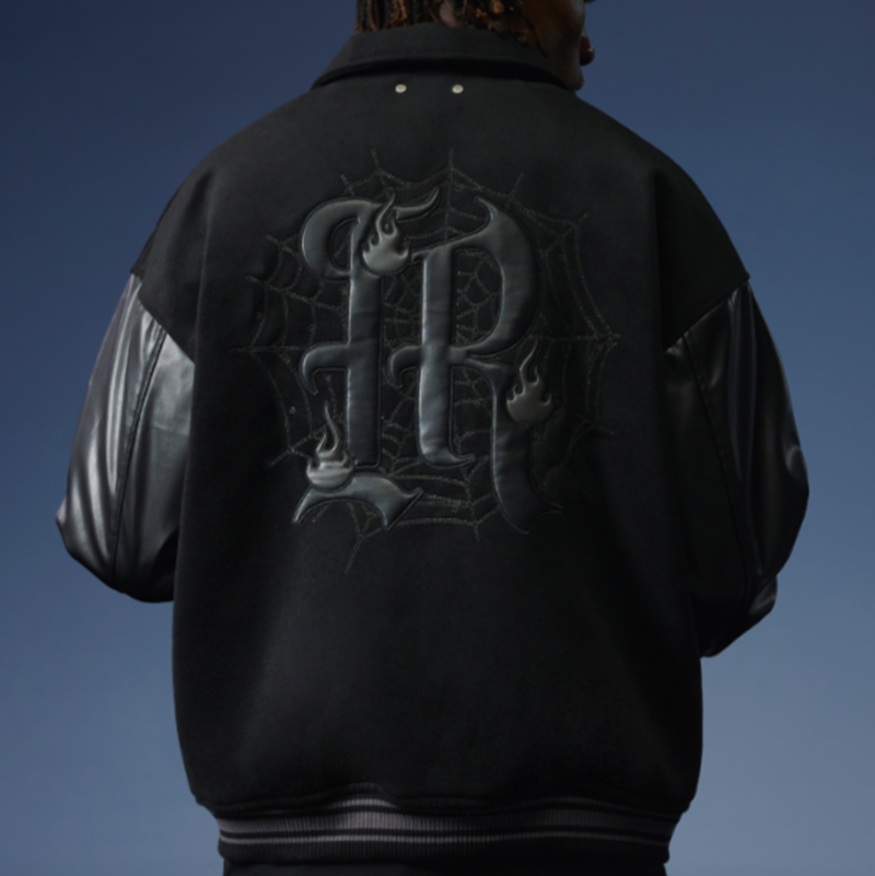 EMBROIDERED BLACK BASEBALL JACKET I-0057