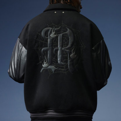 EMBROIDERED BLACK BASEBALL JACKET I-0057
