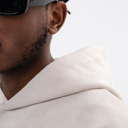 RETRO SUEDE HOODED SWEATSHIRT I-0044