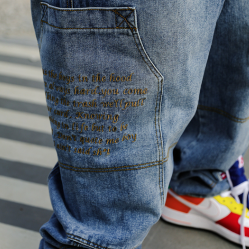 EMBROIDERED DENIM PANTS I-0131