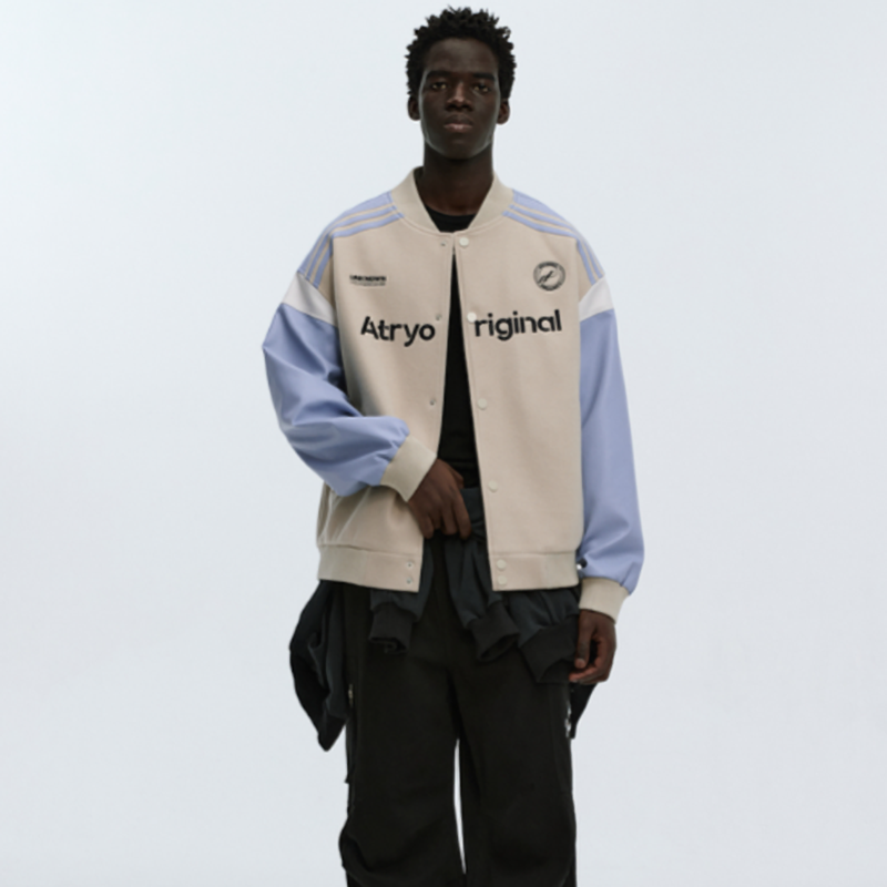 RETRO SPLICED BASEBALL JACKET I-0087