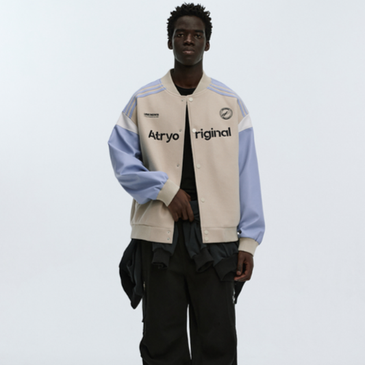 RETRO SPLICED BASEBALL JACKET I-0087