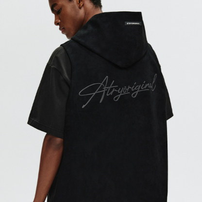 FLORAL EMBROIDERED SUEDE VEST I-0092