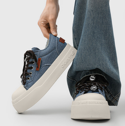 DENIM PLATFORM SNEAKERS I-0247