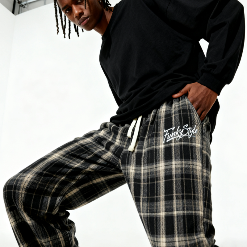 FUNKY PLAID STREET PANTS I-0171