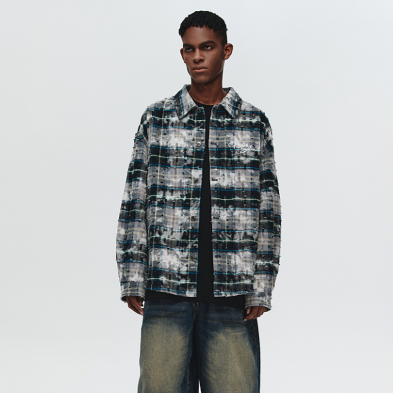 HEAVY DAMAGE EMBROIDERY SHIRT I-0085