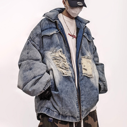 HIP-HOP DENIM DOWN JACKET I-0197