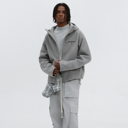 HEAVYWEIGHT TWEED HOODIE JACKET I-0077