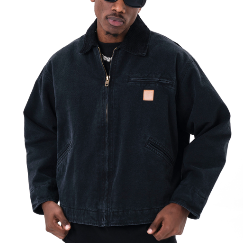 VINTAGE PLUSH LAPEL DENIM JACKET I-0045