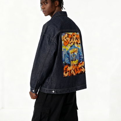 RETRO GRAFFITI DENIM JACKET I-0172