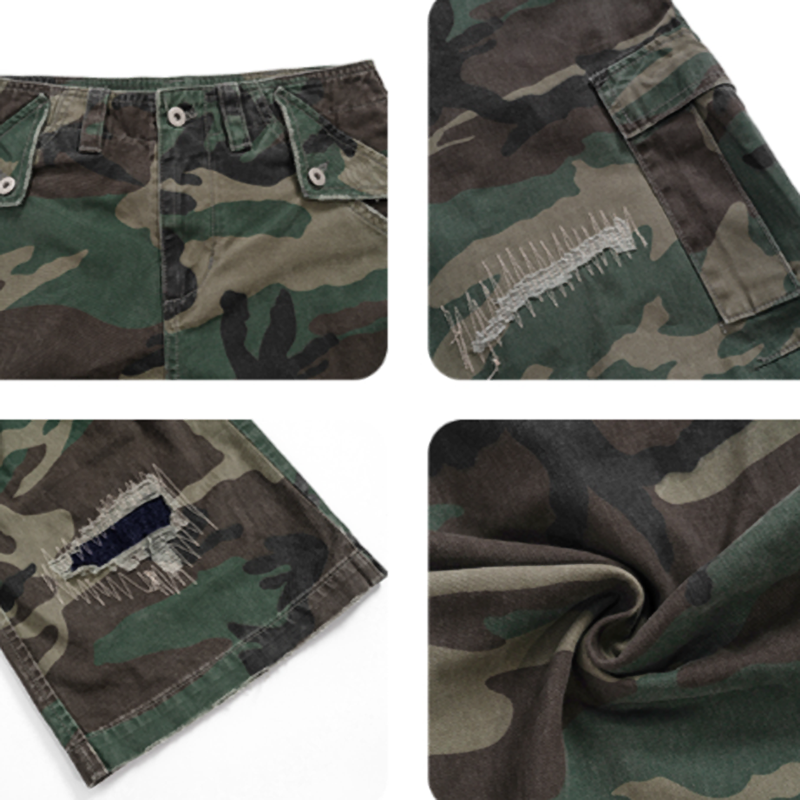 RETRO CAMOUFLAGE WIDE-LEG PANTS I-0033
