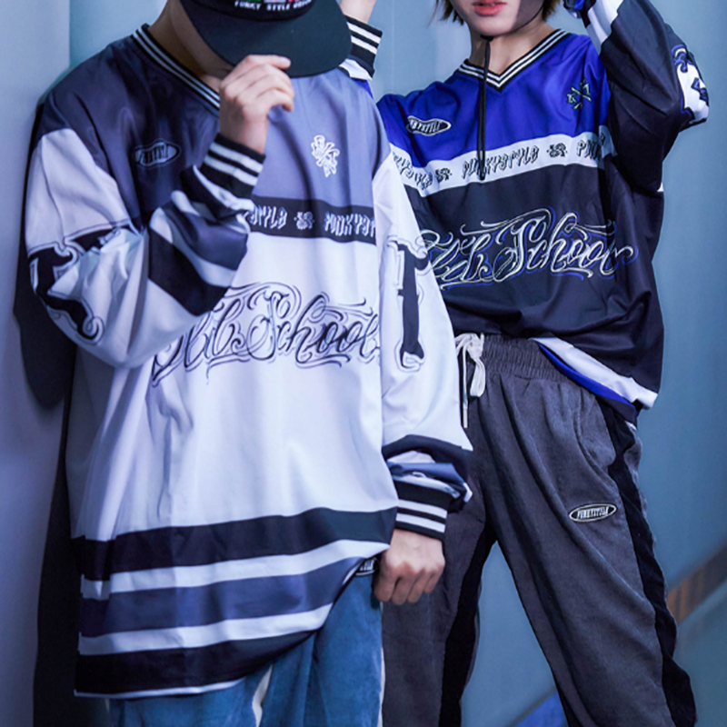 FUNKY HIP-HOP RUGBY LONG SLEEVE TEE I-0110