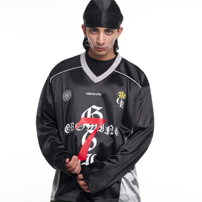 V-NECK CROWN BADGE HOCKEY SHIRT I-0018