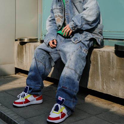 EMBROIDERED DENIM PANTS I-0131