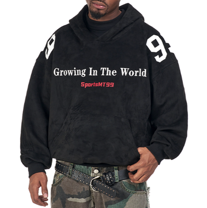 FAUX SUEDE HOODIE PULLOVER I-0140