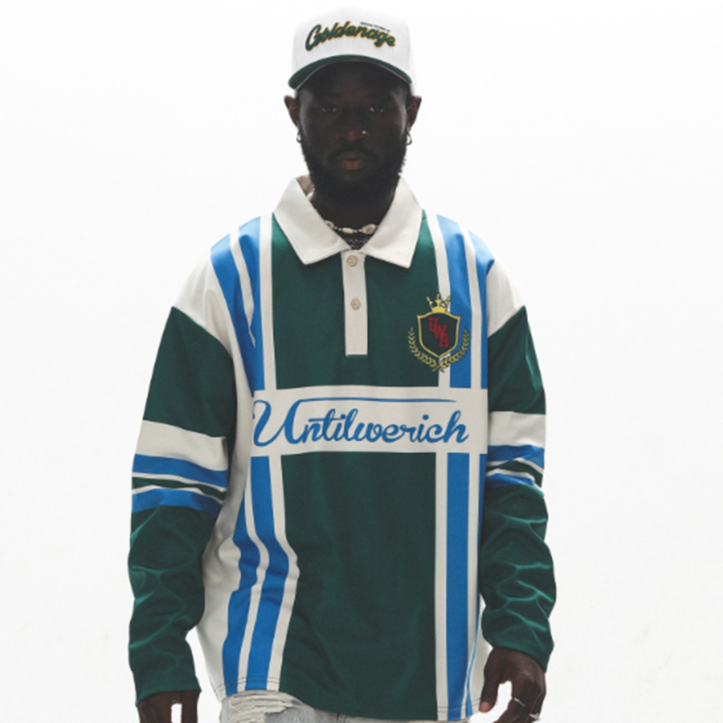 COLOR BLOCK LONG SLEEVE POLO I-0005