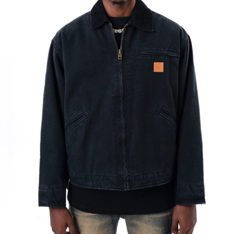 VINTAGE PLUSH LAPEL DENIM JACKET I-0045