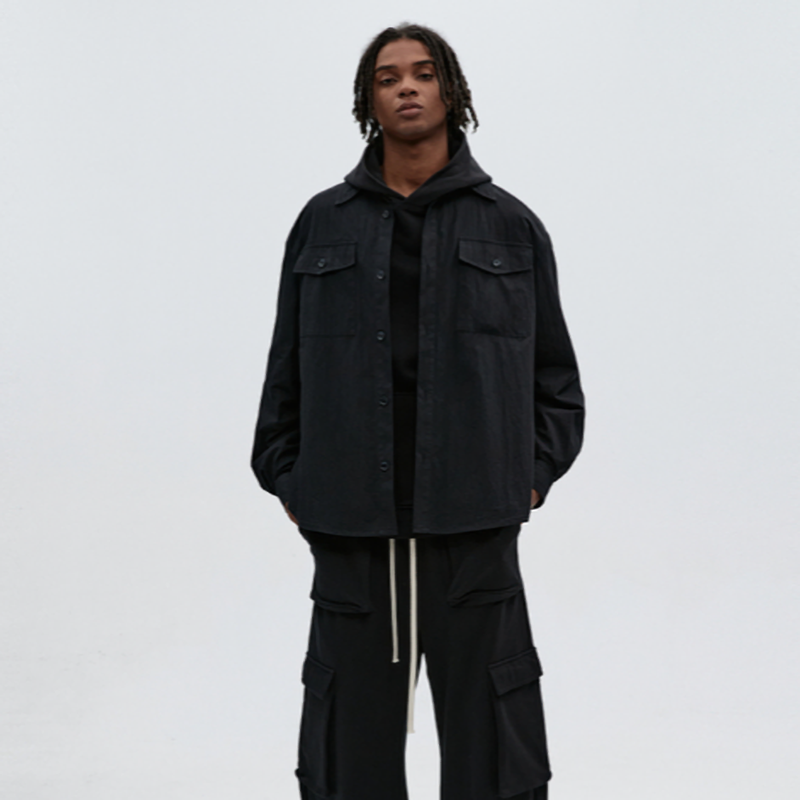 PEPLUM LONG SLEEVE SHIRT I-0093