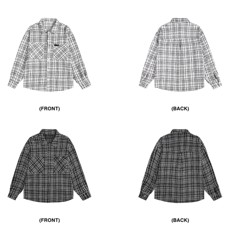 PLAID LEATHER SHIRT JACKET I-0086