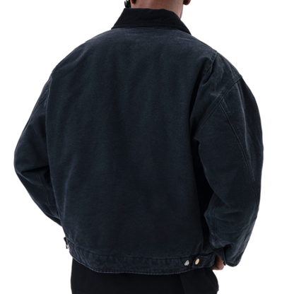 VINTAGE PLUSH LAPEL DENIM JACKET I-0045