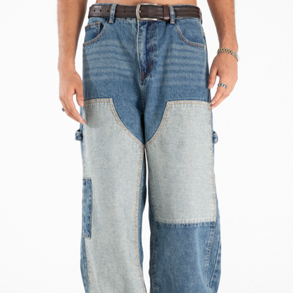 RETRO OVERSIZED PATCH JEANS I-0154