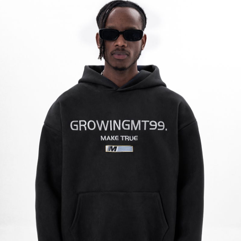 RETRO SUEDE HOODED SWEATSHIRT I-0044