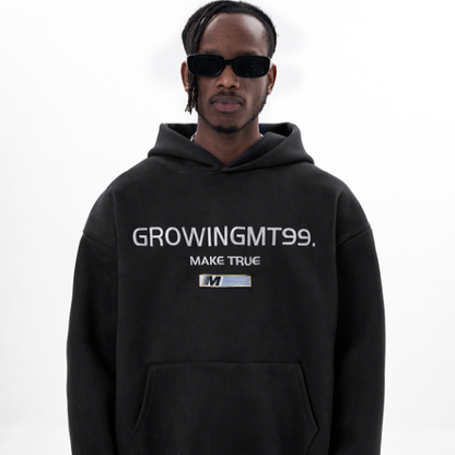 RETRO SUEDE HOODED SWEATSHIRT I-0044