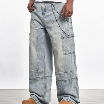 VINTAGE WIDE-LEG DENIM PANTS I-0042