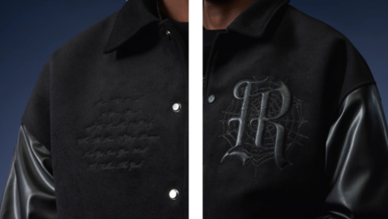 EMBROIDERED BLACK BASEBALL JACKET I-0057