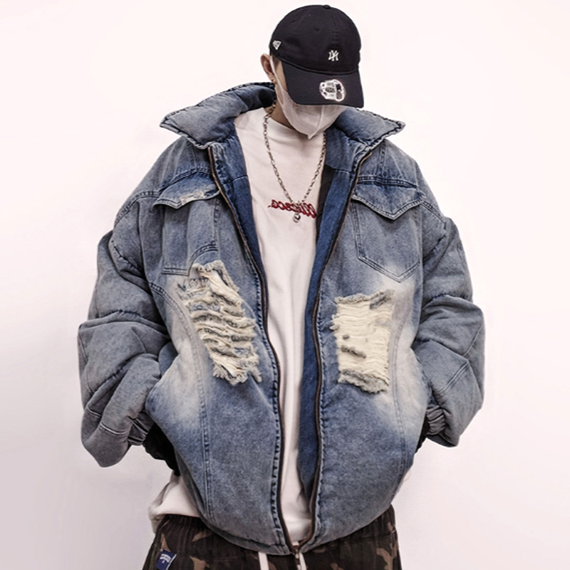 HIP-HOP DENIM DOWN JACKET I-0197